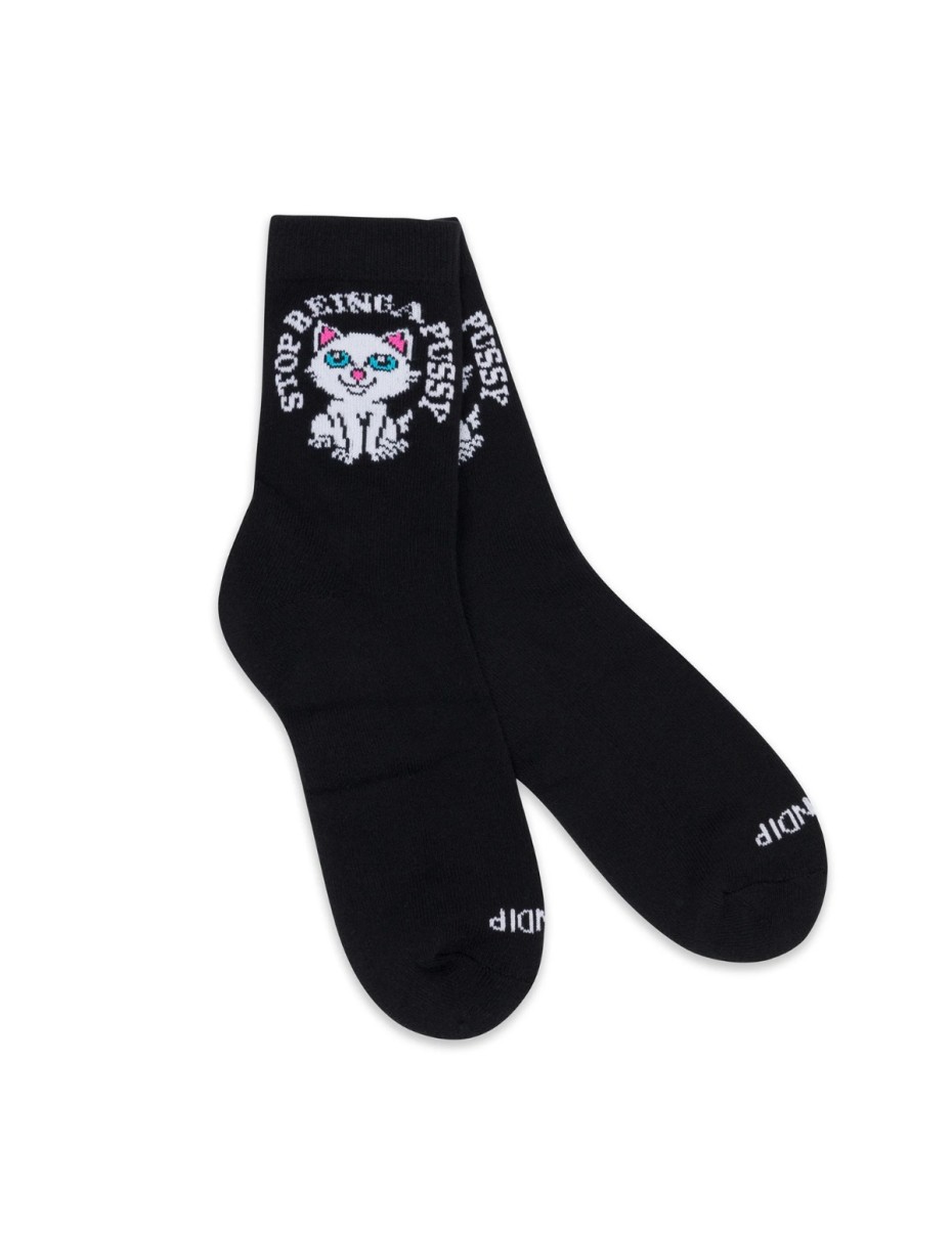 RIPNDIP STOP BEING A PUSSY MID SOCKS BLACK