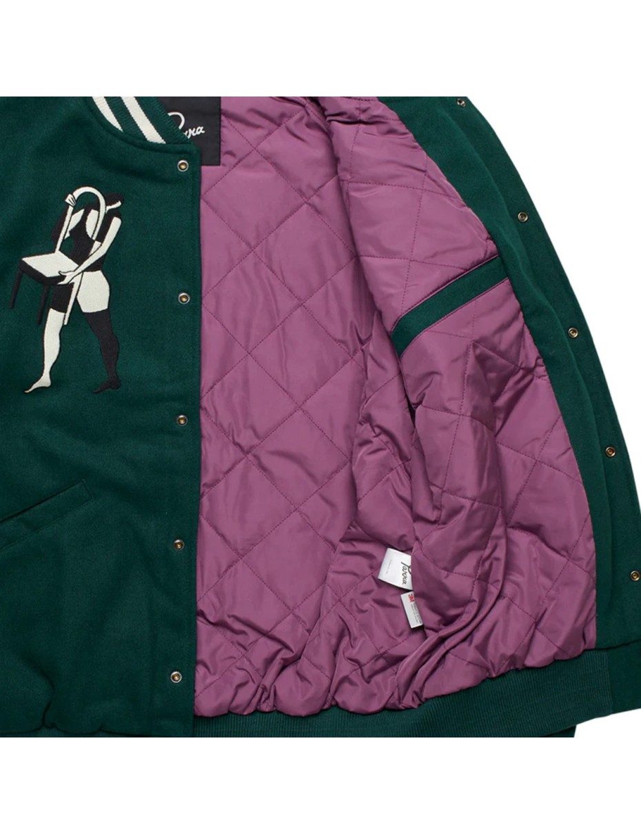 Parra Cloudy Star Varsity Jacket Pine Green