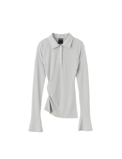 Sculptor Button Down Bell Sleeve Tee Ice Gray (SC24S216)