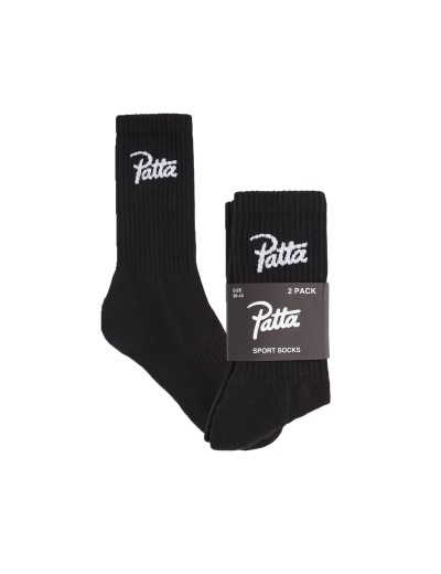 PATTA SCRIPT LOGO SOCKS 2-PACK BLACK