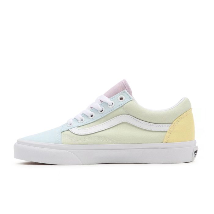 white slip on vans with rainbow sole